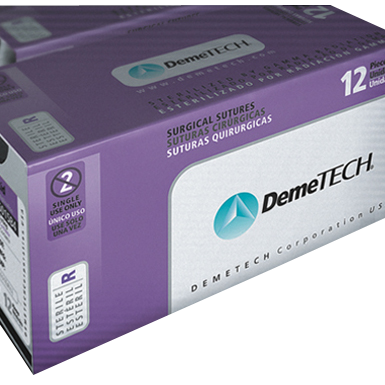 DemeTech Polyglycolic Acid (PGA) 4-0 3/8 18" 19mm (FS2)  Reverse Cutting Sutures 12/bx. Violet