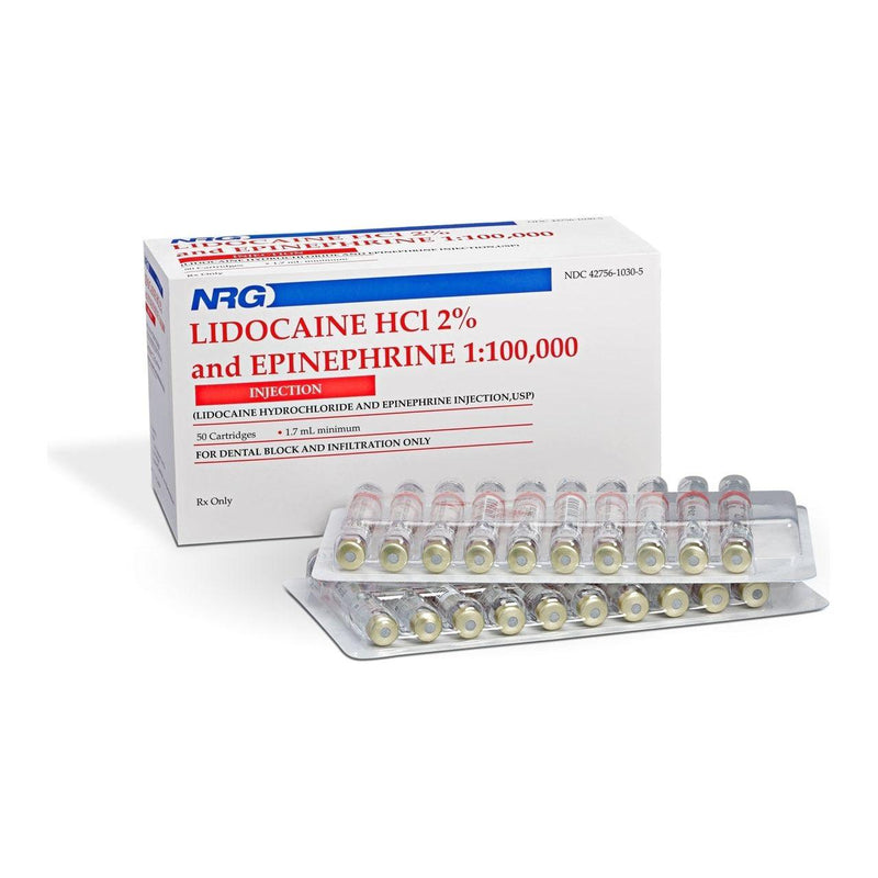Lidocaine HCL 2% w/epi Injection 50/pk - Novocol - DENTAMED USA