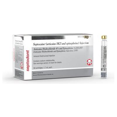 Septocaine Cartridge 4% w/ Epi 50/bx - Septodont - DENTAMED USA