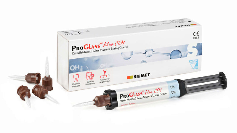 Dental ProGlass Plus Cem RMGI Luting Cement Automix 9gm. Syringe Universal - Silmet 104-17P9AUN-C - Dentamed USA