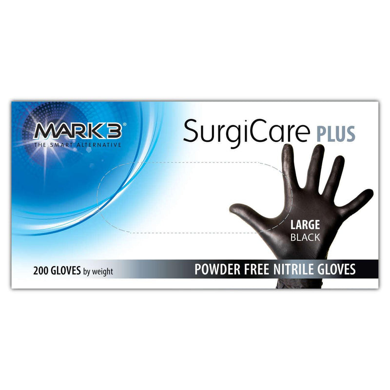 MARK3 SurgiCare Plus Nitrile Exam Gloves Black 200/bx-100-1921 - DENTAMED USA