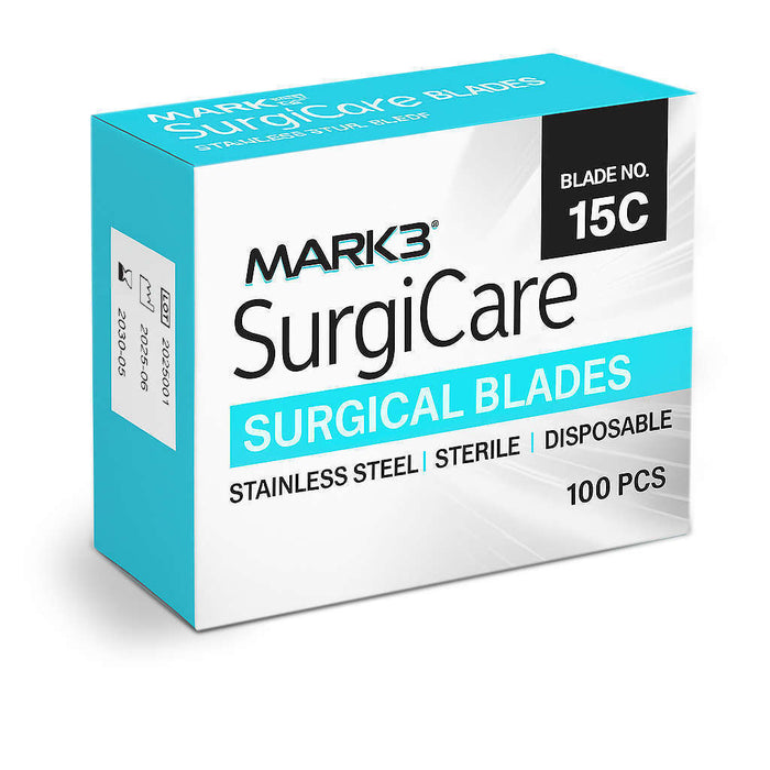 MARK3 SurgiCare Sterile Stainless Steel Blades #15C 100/bx.