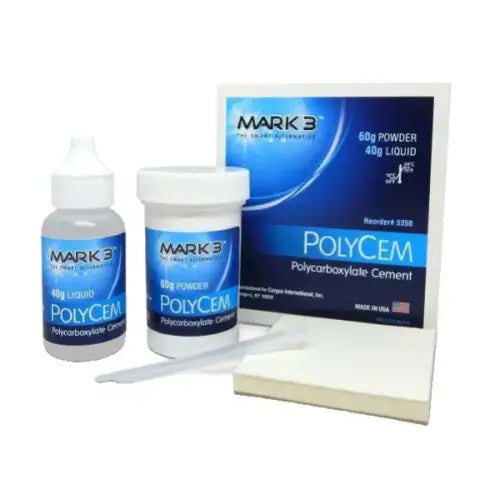 100-5350 PolyCem Polycarboxylate Cement 60gm. Powder & 40gm. Liquid - MARK3® Polycarboxylate Cement Powder