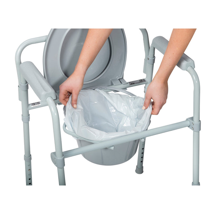 Drive Medical Folding Steel Commode Combo with Absorbent Commode Liners — 11148-PKG-1