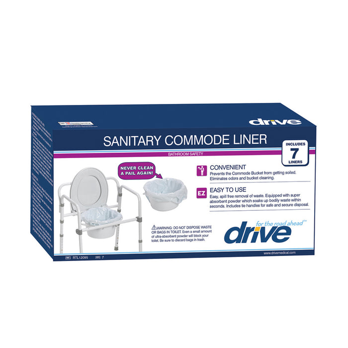 Drive Medical Folding Steel Commode Combo with Absorbent Commode Liners — 11148-PKG-1