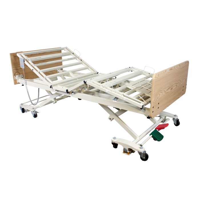 Dynarex DB300 Bariatric LTC 5 Function Low Bed - Wood Boards - Mahog