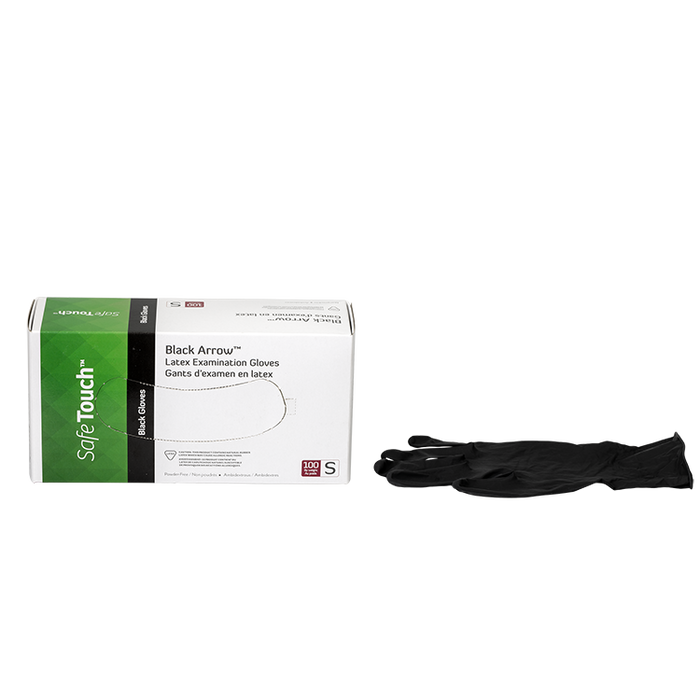 Dynarex Black Arrow Latex Exam Gloves, Powder-Free