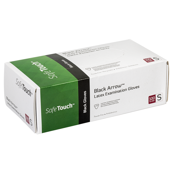 Dynarex Black Arrow Latex Exam Gloves, Powder-Free