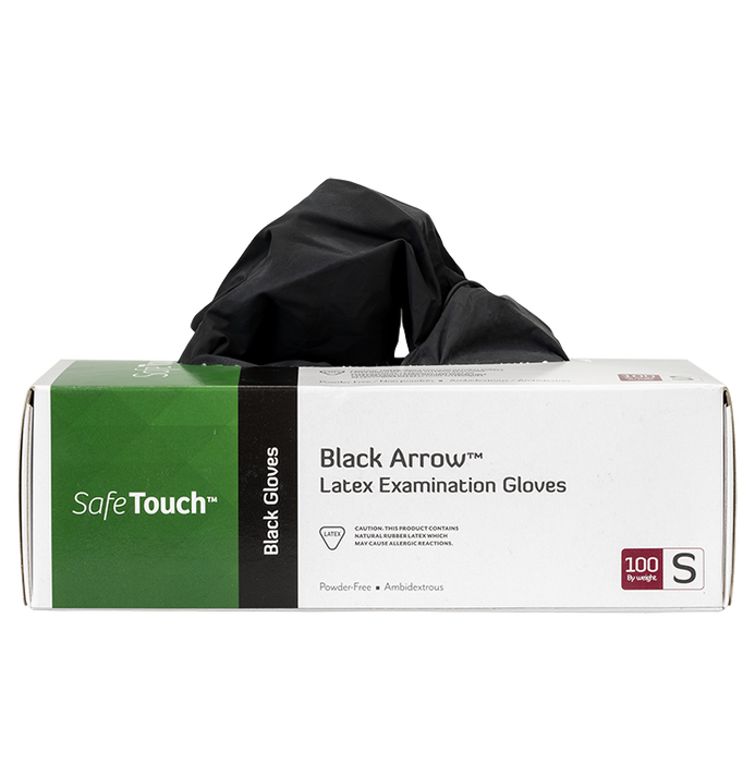 Dynarex Black Arrow Latex Exam Gloves, Powder-Free