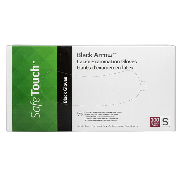 Dynarex Black Arrow Latex Exam Gloves, Powder-Free