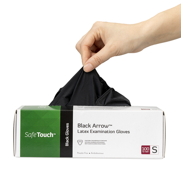 Dynarex Black Arrow Latex Exam Gloves, Powder-Free