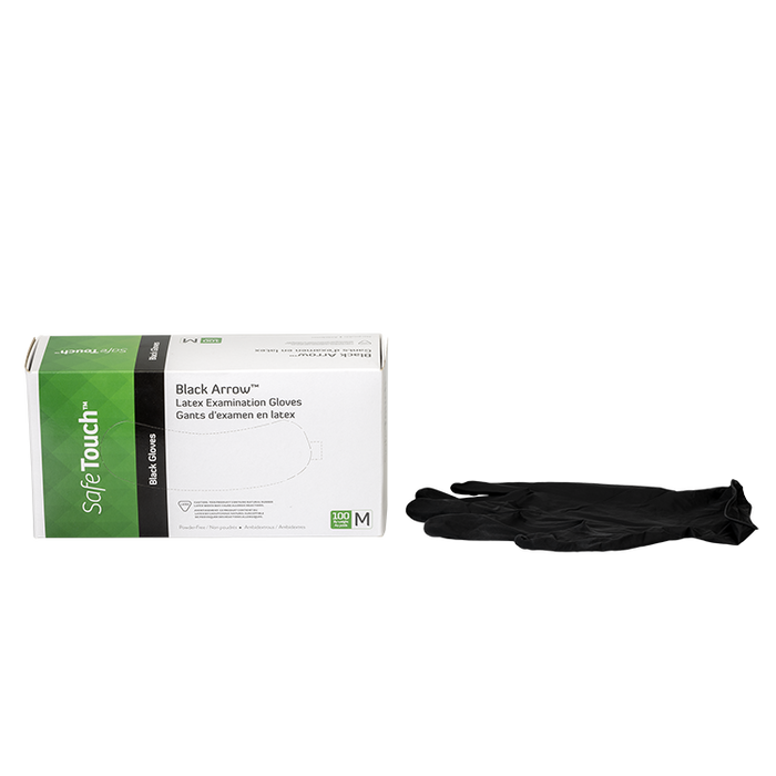 Dynarex Black Arrow Latex Exam Gloves, Powder-Free