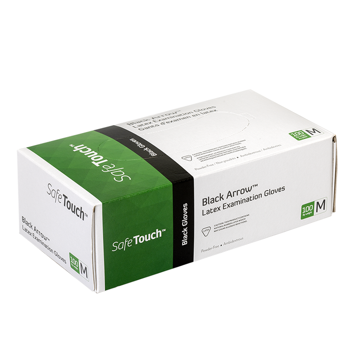 Dynarex Black Arrow Latex Exam Gloves, Powder-Free