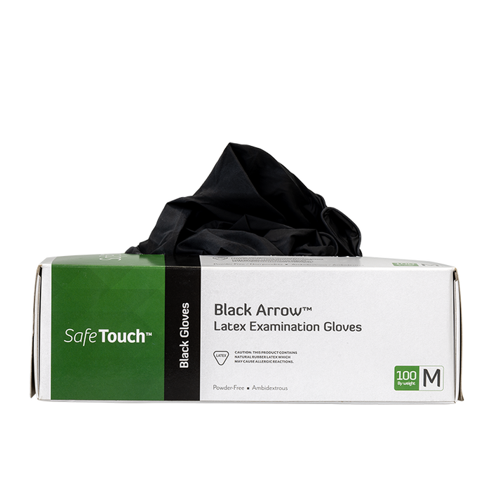 Dynarex Black Arrow Latex Exam Gloves, Powder-Free