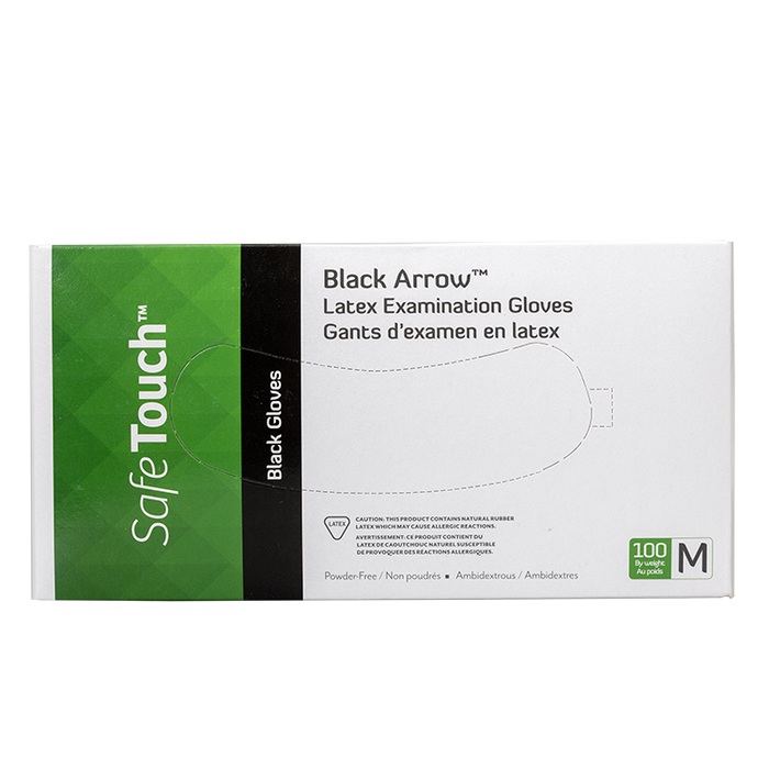 Dynarex Black Arrow Latex Exam Gloves, Powder-Free