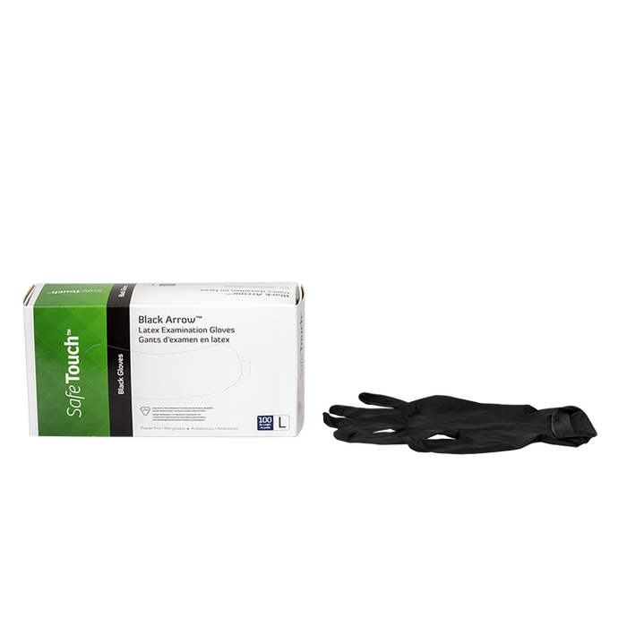 Dynarex Black Arrow Latex Exam Gloves, Powder-Free