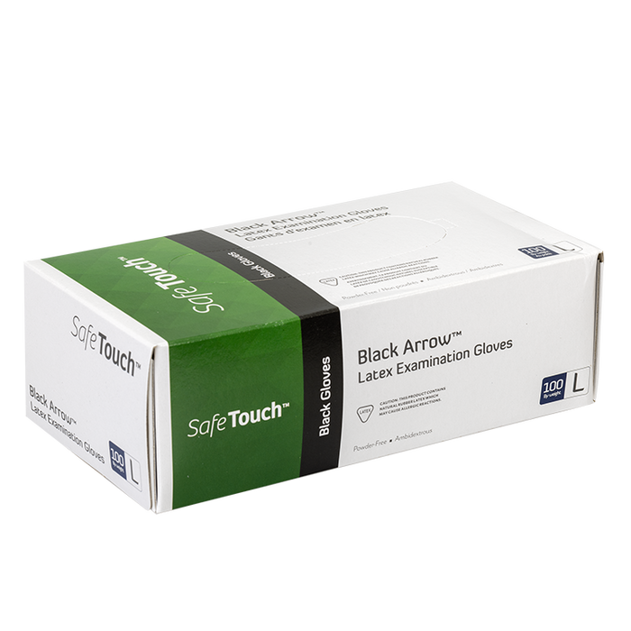 Dynarex Black Arrow Latex Exam Gloves, Powder-Free
