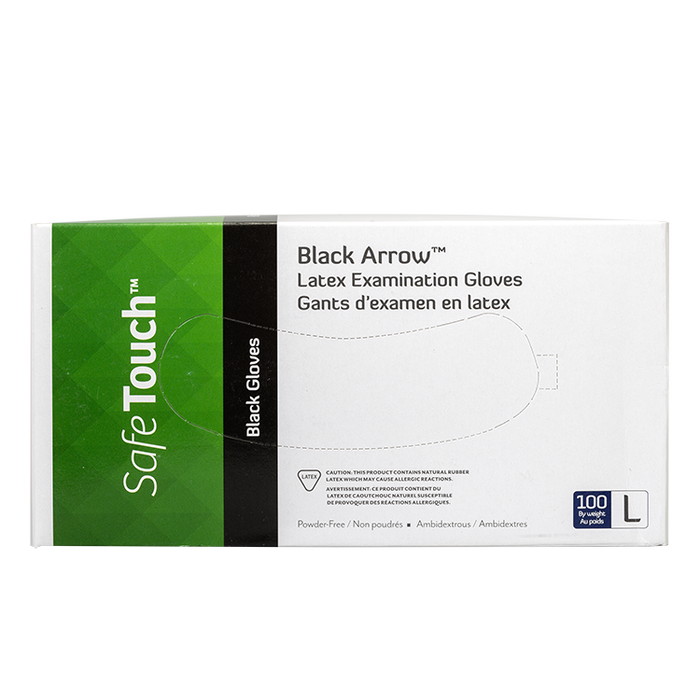 Dynarex Black Arrow Latex Exam Gloves, Powder-Free