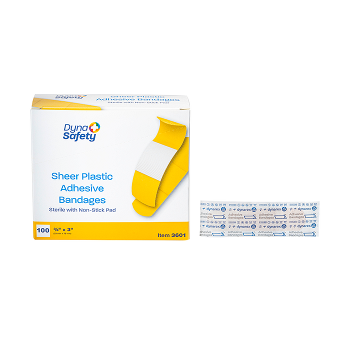 Dynarex Sheer Plastic Adhesive Bandages - Sterile