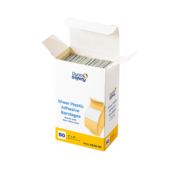 Dynarex Sheer Plastic Adhesive Bandages - Sterile