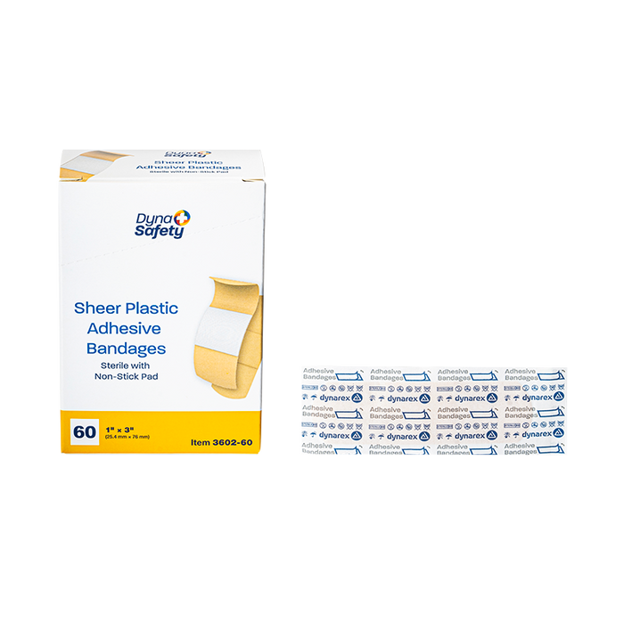 Dynarex Sheer Plastic Adhesive Bandages - Sterile