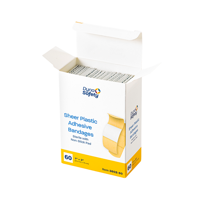 Dynarex Sheer Plastic Adhesive Bandages - Sterile