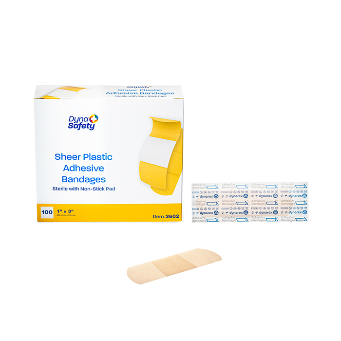 Dynarex Sheer Plastic Adhesive Bandages - Sterile