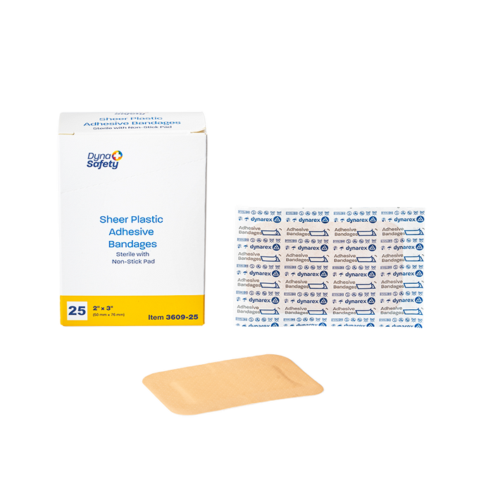 Dynarex Sheer Plastic Adhesive Bandages - Sterile - 3609-25