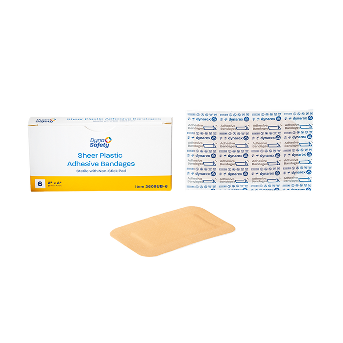 Dynarex Sheer Plastic Adhesive Bandages - Sterile - 3609UB-6