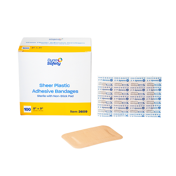 Dynarex Sheer Plastic Adhesive Bandages - Sterile - 3609