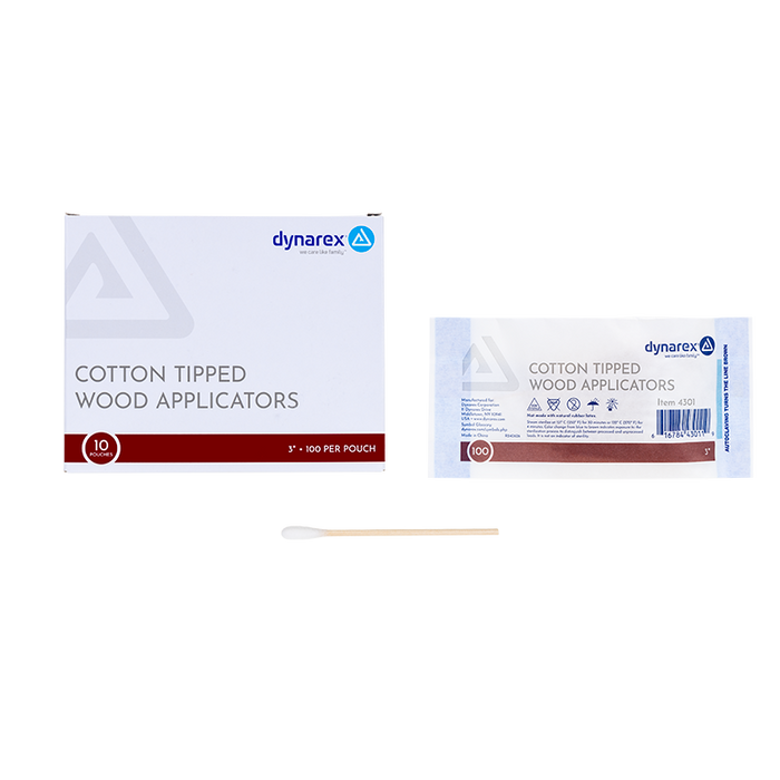 Dynarex Cotton Tipped Wood Applicators - Non-Sterile - 4301