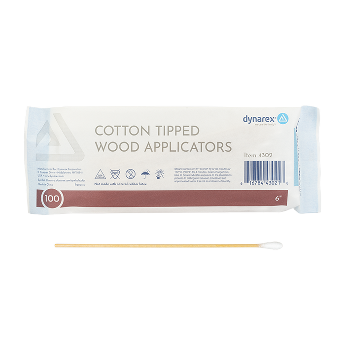 Dynarex DynaSafety Cotton Tipped Wood Applicators - Z-DS_COT_TIP_APPL