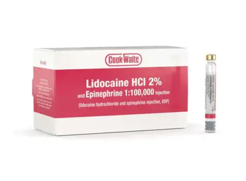 Lidocaine 2% 1:50,000 with Epinephrine 50/bx. - Cook-Waite