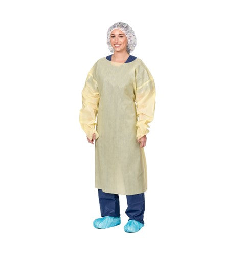 Aspen Surgical Precept Gown, Isolation, Over the Head w/Thumb Loops Yellow, Universal, Non-Sterile, 10/bg, 10 bgs/cs