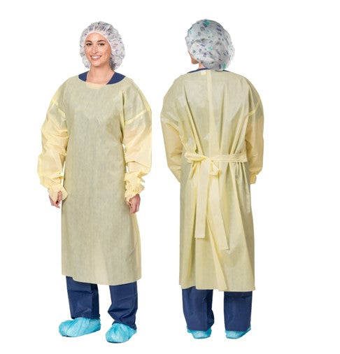 Aspen Surgical Gown, SMS, Over the Head, w/ Elastic Wrist, Yellow, XL 100/cs