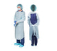 Aspen Surgical Gown, Film, Over the Head, w/ Tapered Wrist, Blue, XL 75/cs