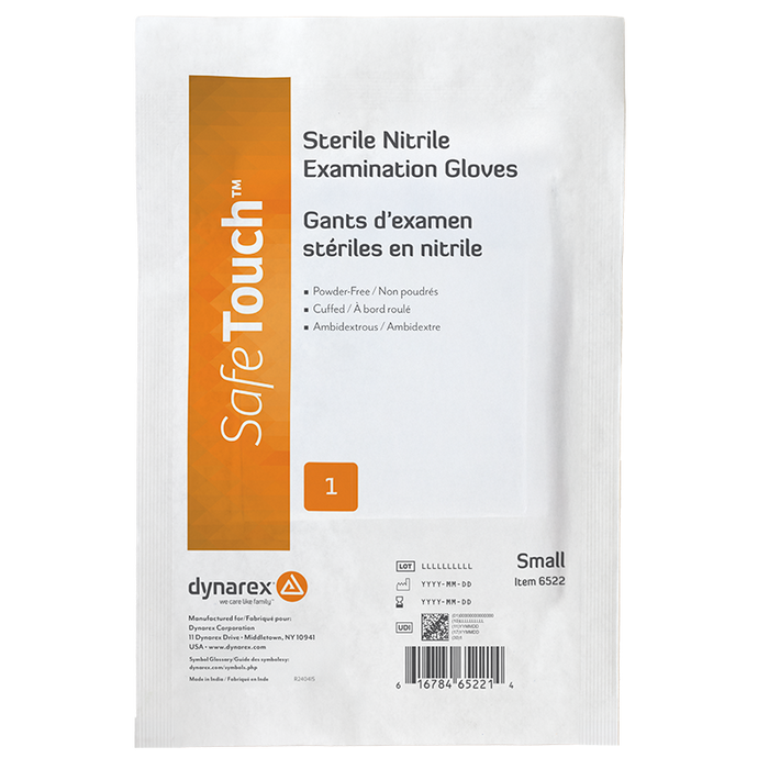 Dynarex Sterile Nitrile Exam Gloves, Powder-Free