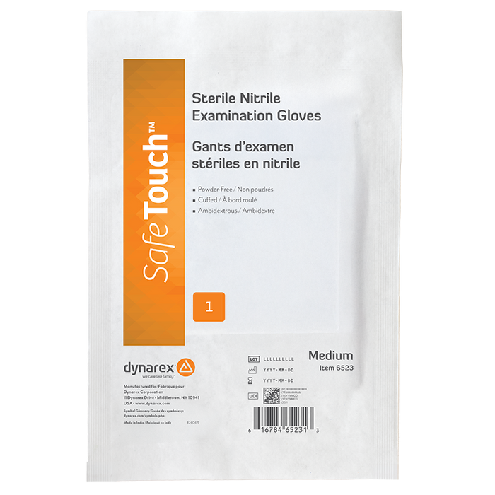 Dynarex Sterile Nitrile Exam Gloves, Powder-Free