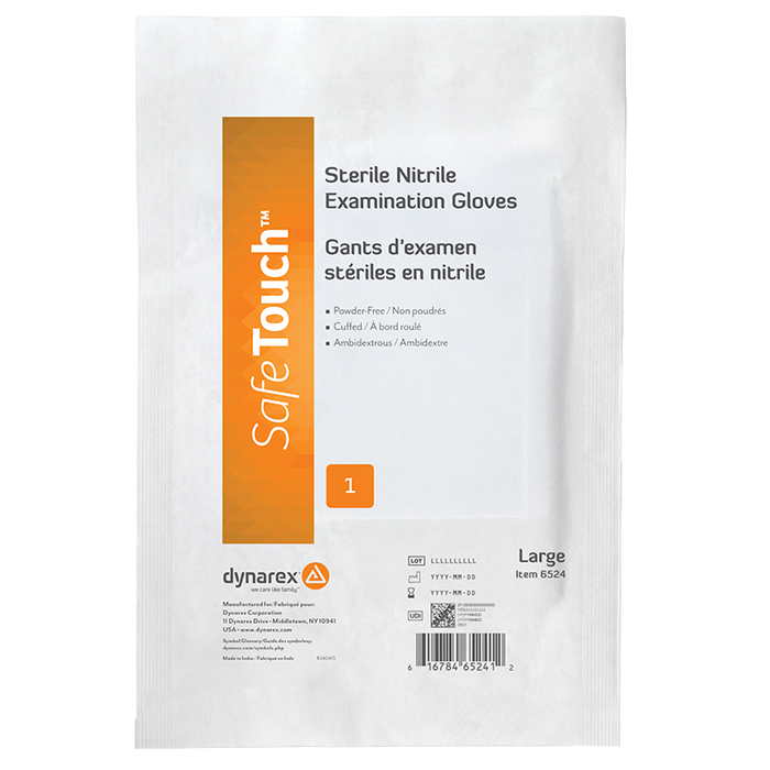 Dynarex Sterile Nitrile Exam Gloves, Powder-Free