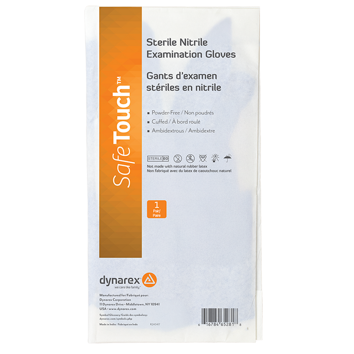 Dynarex Sterile Nitrile Exam Gloves, Powder-Free
