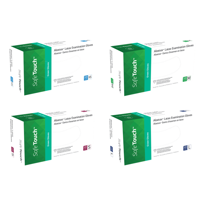 Dynarex Aloetex Latex Exam Gloves with Aloe, Powder-Free