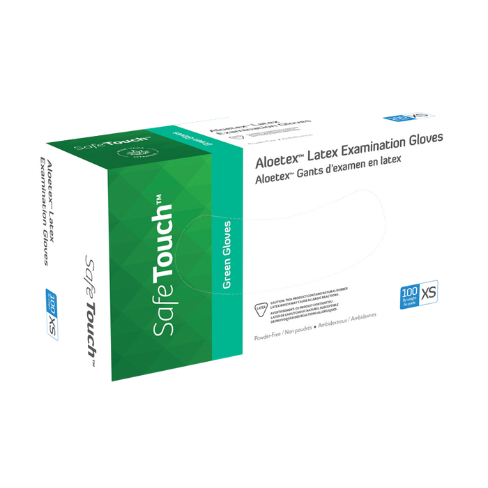 Dynarex Aloetex Latex Exam Gloves with Aloe, Powder-Free