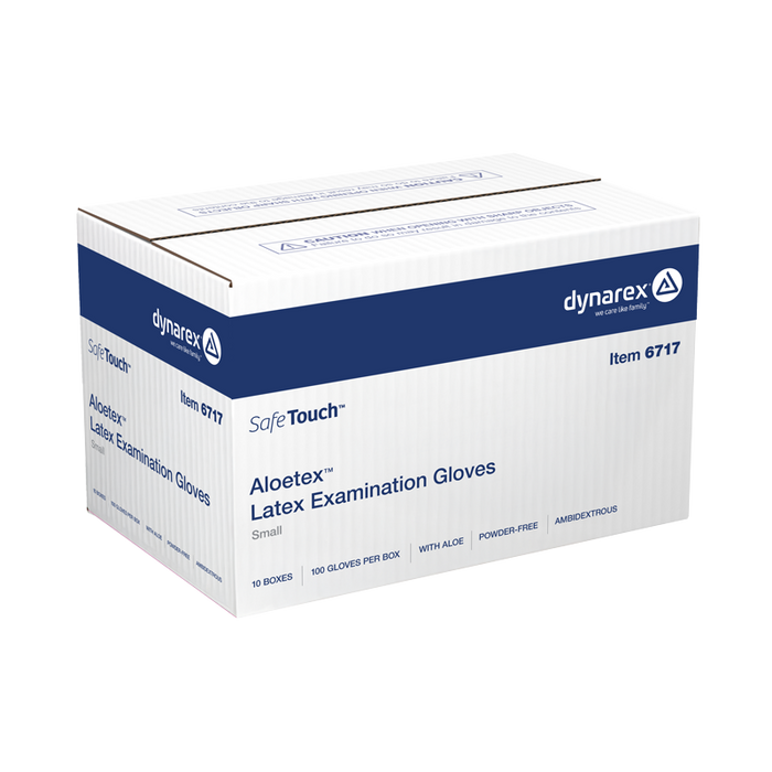 Dynarex Aloetex Latex Exam Gloves with Aloe, Powder-Free