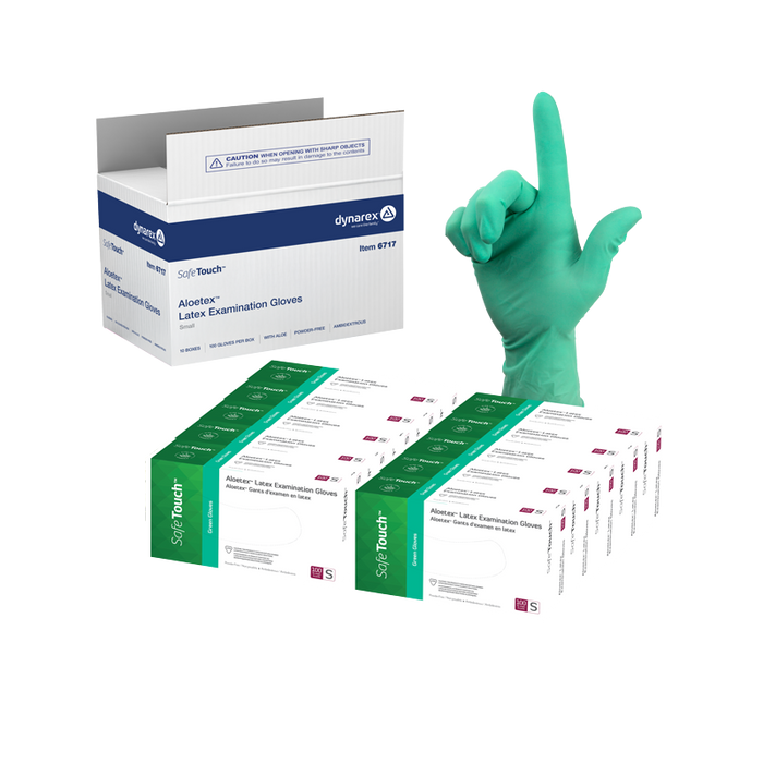 Dynarex Aloetex Latex Exam Gloves with Aloe, Powder-Free