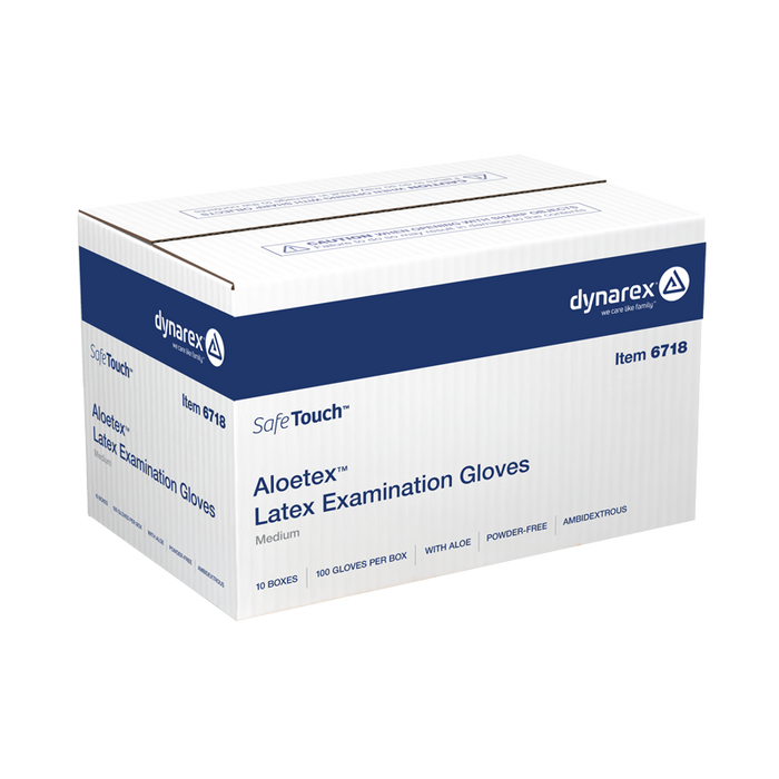 Dynarex Aloetex Latex Exam Gloves with Aloe, Powder-Free