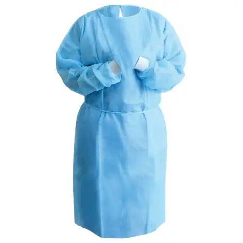 Isolation Gown Tie-Back Medium Knit Cuff Sky Blue 10/pk. - MARK3/100-CG-3260B Isolation Gown Tie-Back