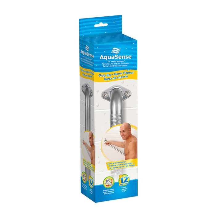 Drive Medical Aqua Sense Knurled Chrome Grab Bar with Rotating Flange — 785-134