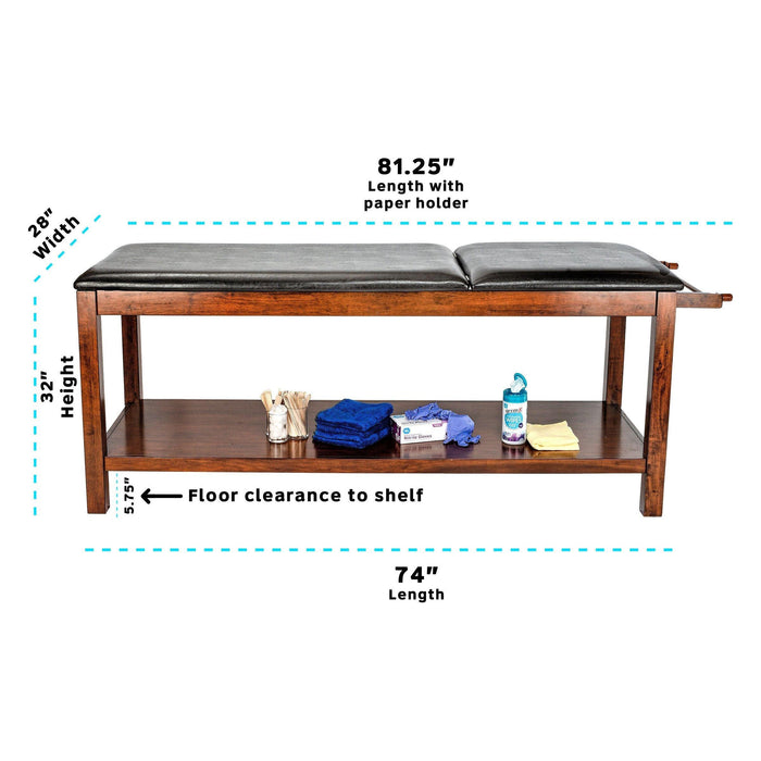 Viva Comfort Noble-Line Mahogany Wooden Exam Table With Full Shelf 996-03-MA - DENTAMED USA