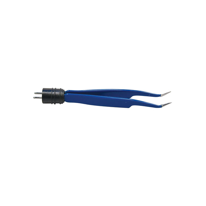 Aspen Surgical Forceps, Bipolar, 4.5in, Curved Micro 0.5mm Smooth Tip, Coated Stainless Steel, Thumb Handle, Non-Locking, Non-Sterile