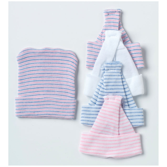 Albahealth, LLC (Encompass Company) Single-Ply Infant Cap, White, Pink, Blue Stripe, Bulk, 500/cs